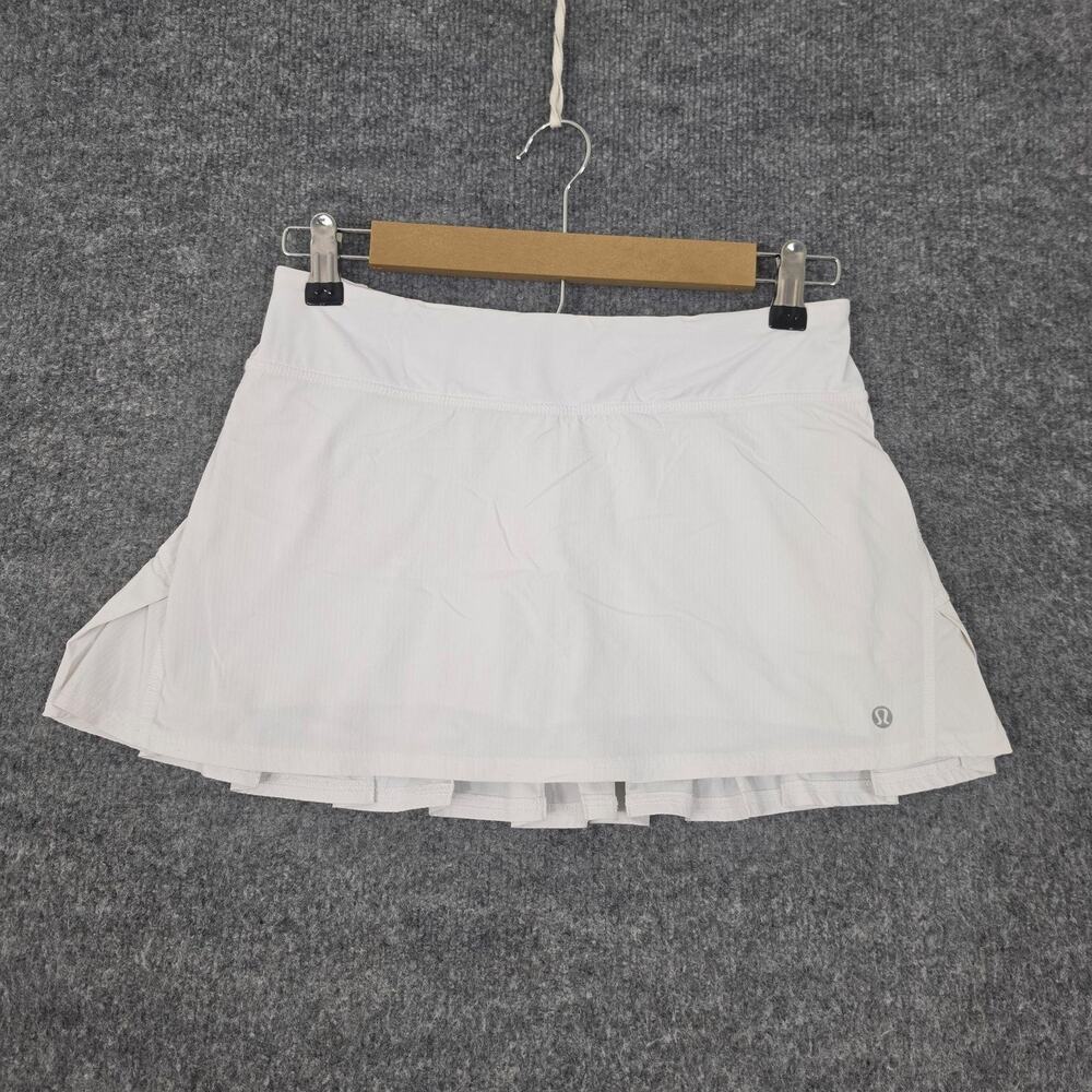 Lululemon Skirt Womens 4 Run Speed White Pleated Tennis Skort Lined Running